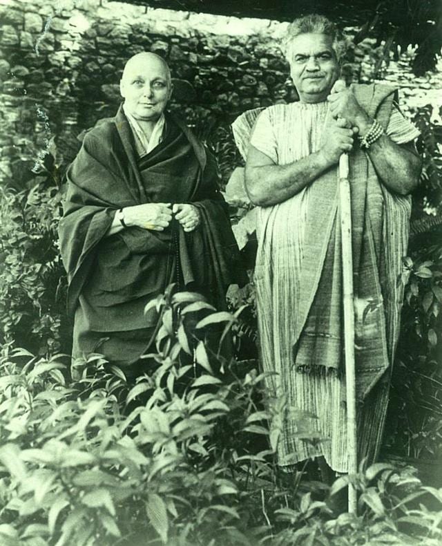 Freda Bedi after she was ordained a Buddhist nun and became Gelongma Karma Kechog Palmo with Baba Bedi (Courtesy the Kabir Bedi Archives) Freda Bedi after she was ordained a Buddhist nun and became Gelongma Karma Kechog Palmo with Baba Bedi (Courtesy the Kabir Bedi Archives)