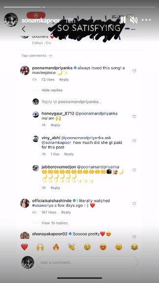Sonam Kapoor took to her Instagram stories to show she reported the comment for bullying and harassment.
