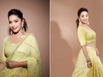 Madhuri Dixit in bright yellow lehenga