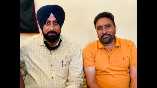 While ASI Bhagwan Singh (in turban) died on the spot, critically injured ASI Dalwinder Singh succumbed on the way to hospital. Both were posted in the state’s crime investigation agency (CIA) in Jagraon. (HT photo) While ASI Bhagwan Singh (in turban) died on the spot, critically injured ASI Dalwinder Singh succumbed on the way to hospital. Both were posted in the state’s crime investigation agency (CIA) in Jagraon. (HT photo)