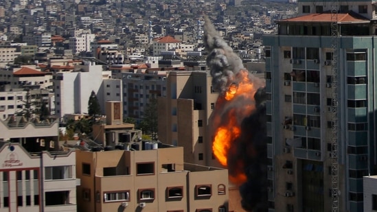 An Israeli airstrike has hits the high-rise building that housed The Associated Press’ offices in Gaza City.(AP) An Israeli airstrike has hits the high-rise building that housed The Associated Press’ offices in Gaza City.(AP)