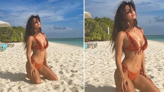 Disha Patani shared a glimpse from her sun-bathing session in the Maldives.(Instagram/@dishapatani)