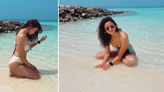 Not long ago, Alia Bhatt was also in the Maldives with her girlfriends. She shared these pictures on social media and captioned them, "blue seas and a pisces."(Instagram@aliaabhatt)