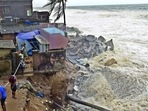 Rough sea and high tidal waves due to cyclone Tauktae.(ANI representative image) Rough sea and high tidal waves due to cyclone Tauktae.(ANI representative image)