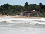 Large waves seen hitting the coast on the bank of the Arabian sea at Aguada due to Cyclone 'Tauktae. (ANI) Large waves seen hitting the coast on the bank of the Arabian sea at Aguada due to Cyclone 'Tauktae. (ANI)