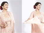 Madhuri Dixit in pink sharara set and cape
