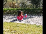 The image shows the girl in the park that has left netizens wondering where the rest of the girl's body is.(Reddit/MK24ever) The image shows the girl in the park that has left netizens wondering where the rest of the girl's body is.(Reddit/MK24ever)