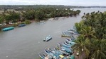 Navi Mumbai: Fishing canoes anchored after the MeT department issued cyclone 'Taukte' alert in the state, at river Mandovi in Nerul, Saturday, May 15, 2021.(PTI) Navi Mumbai: Fishing canoes anchored after the MeT department issued cyclone 'Taukte' alert in the state, at river Mandovi in Nerul, Saturday, May 15, 2021.(PTI)