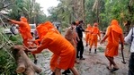 Goa: NDRF team undertakes restoration work, after a tree collapsed due to strong winds during the formation of cyclone Tauktae, in Panjim, on Sunday, May 16, 2021. (PTI Photo)((PTI05_16_2021_000094A)(PTI) Goa: NDRF team undertakes restoration work, after a tree collapsed due to strong winds during the formation of cyclone Tauktae, in Panjim, on Sunday, May 16, 2021. (PTI Photo)((PTI05_16_2021_000094A)(PTI)