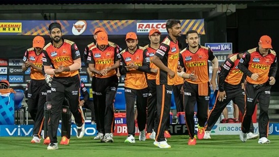 File Photo of Vijay Shankar (front left) and Sunrisers Hyderabad in action during IPL 2021. (IPL/BCCI)