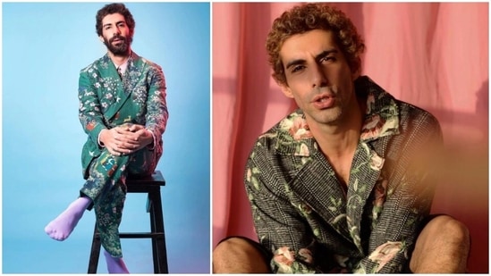 Jim Sarbh's quirky sense of fashion is not everyone's cup of tea. In this picture, the actor can be seen wearing a green floral jacket by Bobo Calcutta, pants by Amaare and neckpiece by Mirakin.(Instagram/jimsarbhforreal)