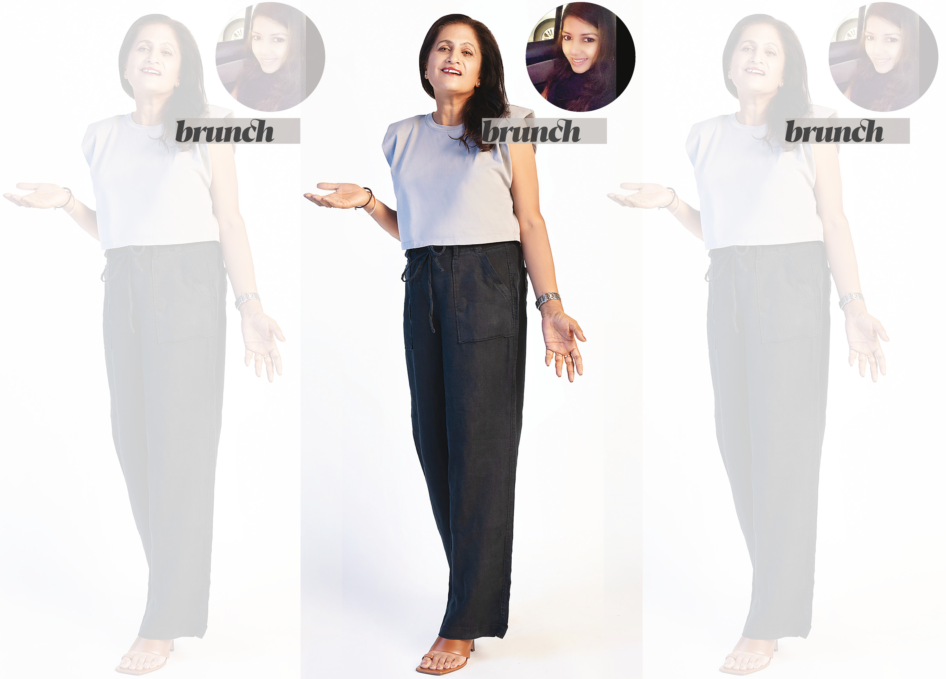 Shashi says a year after her daughter was born, she lost her pregnancy belly and went and bought a cropped blue tee; Top, Zara; pants, Label Sugar; shoes, H&M; Hair and make-up: Leeview Biswas (Shivamm Paathak) Shashi says a year after her daughter was born, she lost her pregnancy belly and went and bought a cropped blue tee; Top, Zara; pants, Label Sugar; shoes, H&M; Hair and make-up: Leeview Biswas (Shivamm Paathak)