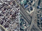 The satellite images of Pyongyang (R), North Korea's secretive capital, are of far better quality than that of Gaza City (L).