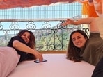 Rubina Dilaik and Jyotika Dilaik pose together from their quarantine in Himachal Pradesh.