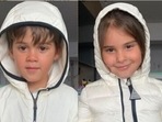 Karan Johar's twins, Yash and Roohi, pose for the camera.