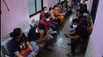 Beneficiaries wait in a long queue to get inoculated against Covid-19 at District Nurses' Training Centre, in Thane, Mumbai on Saturday, May 15. (HT photo) Beneficiaries wait in a long queue to get inoculated against Covid-19 at District Nurses' Training Centre, in Thane, Mumbai on Saturday, May 15. (HT photo)