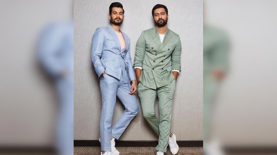 This double-breasted suit of Vicky Kaushal was a head turner. It was a perfect mix of comfort with the round neck T-shirt along with white sneakers and boardroom aesthetic with the fierce blazer.(Instagram/ vickykaushal09)