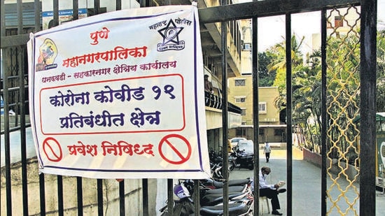 As of May 12, the city has a total of 230 micro-containment zones, most of them, housing societies. (Ravindra Joshi/HT PHOTO)