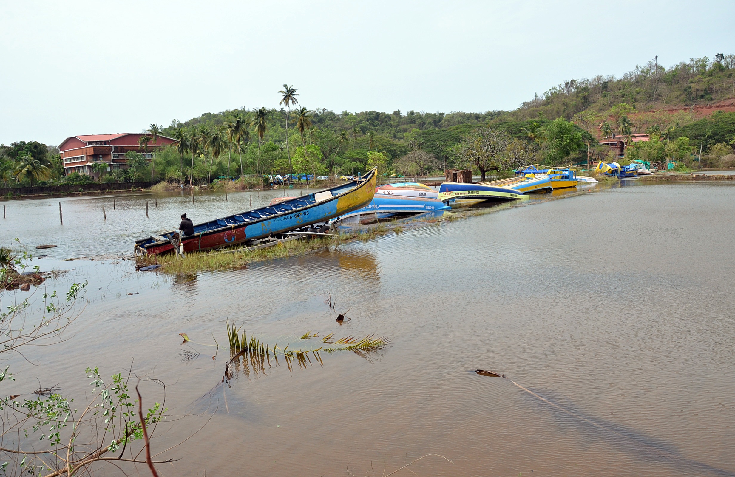 Boats are seen in the aftermath of Cyclone Tauktae, on Monday. (ANI Photo)