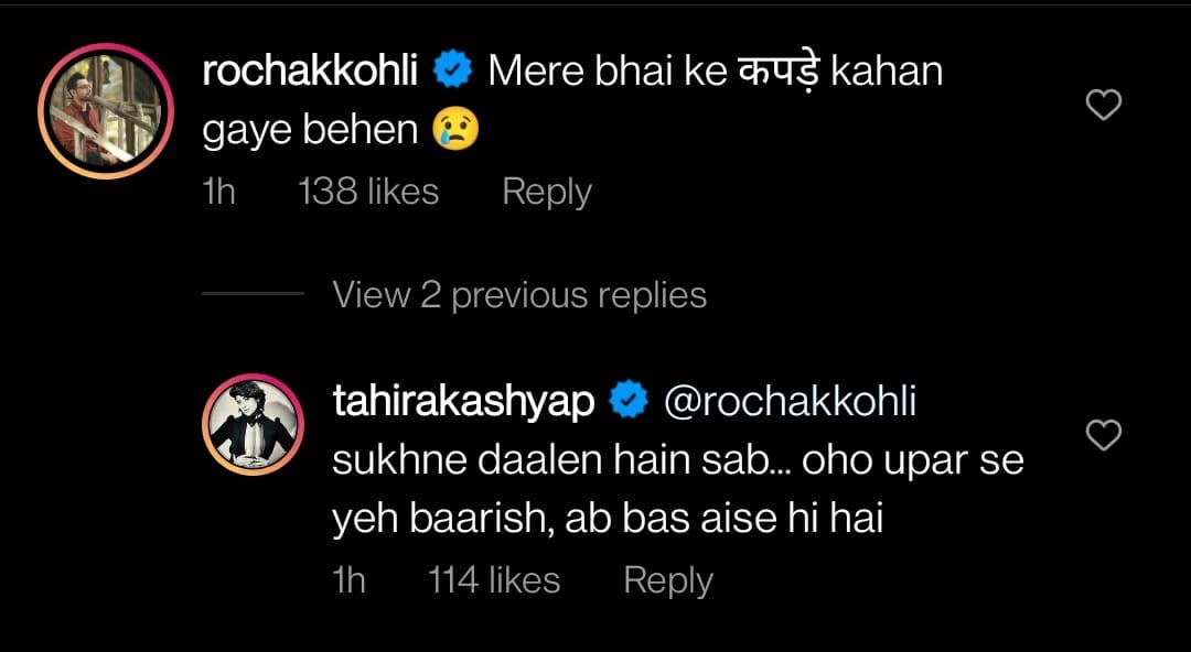 Rochak Kohli left a funny comment on the post.
