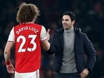 File Photo of David Luiz and Mikel Arteta.