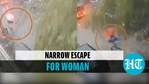 Narrow escape for woman Narrow escape for woman