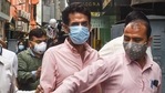 Delhi Police's Crime Branch brings Navneet Kalra for interrogation in connection with alleged black marketing of oxygen concentrators, at his Khan Chacha restaurant in New Delhi(PTI Photo) Delhi Police's Crime Branch brings Navneet Kalra for interrogation in connection with alleged black marketing of oxygen concentrators, at his Khan Chacha restaurant in New Delhi(PTI Photo)