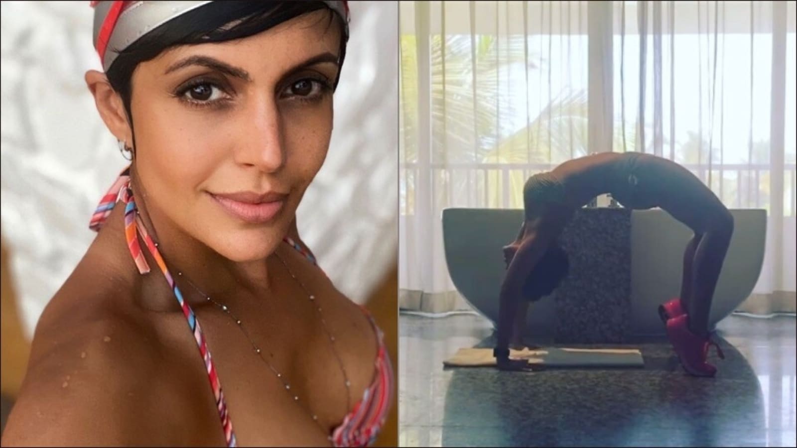 Mandira Bedi Aces Yogas Chakrasana In Bikini Says Want To Raise Your 