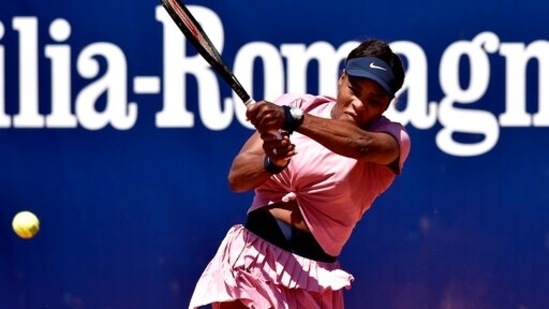 Serena Williams in action in Parma. (AP)