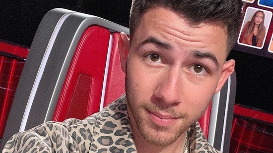 Nick Jonas on the sets of The Voice on Monday.