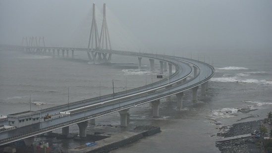 The Bandra-Worli sea link was closed in Mumbai on Monday due to Cyclone Tauktae.(PTI Photo)