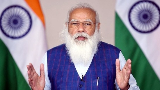 PM Modi. also emphasised on the importance of vaccination as the “strong way to fight Covid-19” asking them to weed out all myths about it. (HT_PRINT) PM Modi. also emphasised on the importance of vaccination as the “strong way to fight Covid-19” asking them to weed out all myths about it. (HT_PRINT)