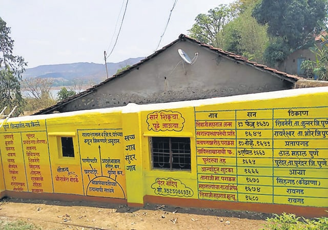 A wall in Mhalwadi village painted with useful information for students. (HT) A wall in Mhalwadi village painted with useful information for students. (HT)