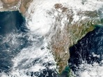 Satellite image released NASA shows Cyclone Tauktae approaching India's western coast. (AP) Satellite image released NASA shows Cyclone Tauktae approaching India's western coast. (AP)