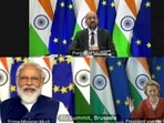 Prime Minister Narendra Modi attends the India-EU (virtual) summit. Prime Minister Narendra Modi attends the India-EU (virtual) summit.