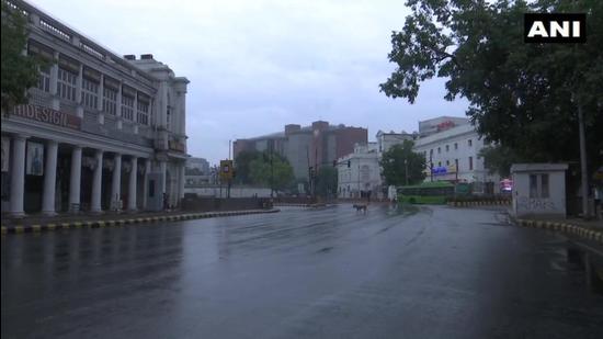 Rain soaked Connaught Place in Delhi on Wednesday, May 19. (ANI)