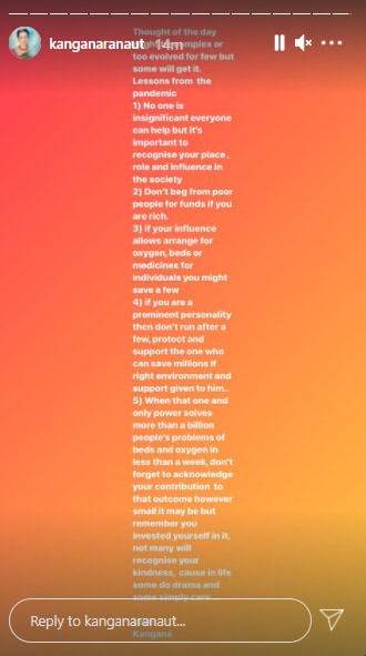 Taking to Instagram Stories she penned down several points.