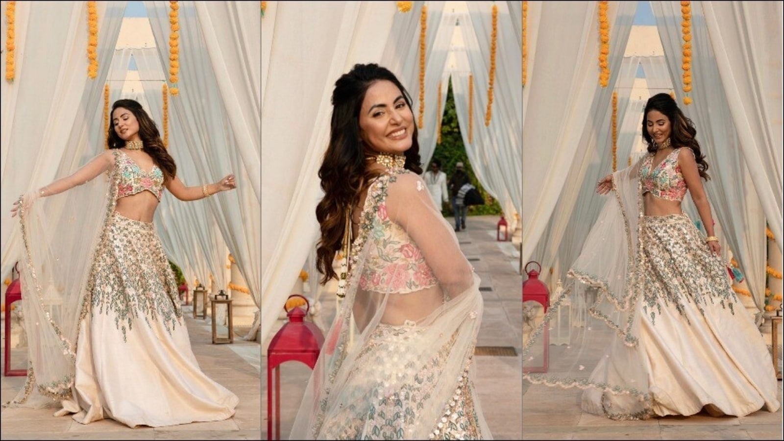 Patthar Wargi: Hina Khan's pearl hued lehenga, V-neck bustier makes mercury soar