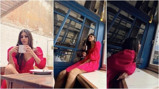 Her holiday looks also featured a hot pink dress that was adorned with a balloon sleeves and a plunging neckline. Mouni looked absolutely stunning in her attire and proved that winter clothes don't always have to be dark hued.(Instagram/ imouniroy)