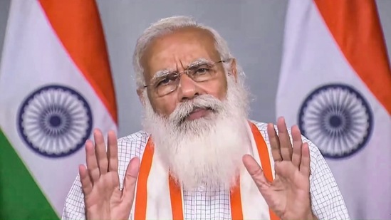 Prime Minister Narendra Modi interacts with District Magistrates of 54 districts from 10 states with high caseloads of COVID-19 infections, via video conferencing, (PTI) Prime Minister Narendra Modi interacts with District Magistrates of 54 districts from 10 states with high caseloads of COVID-19 infections, via video conferencing, (PTI)
