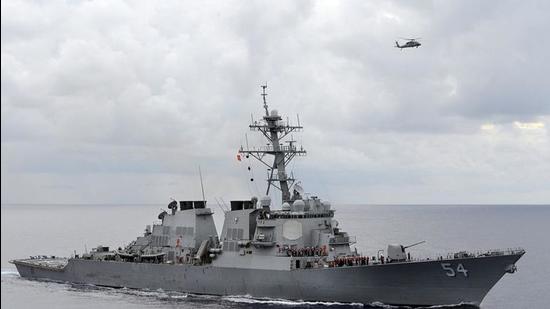 The US Navy guided-missile destroyer USS Curtis Wilbur patrols. (REUTERS) The US Navy guided-missile destroyer USS Curtis Wilbur patrols. (REUTERS)