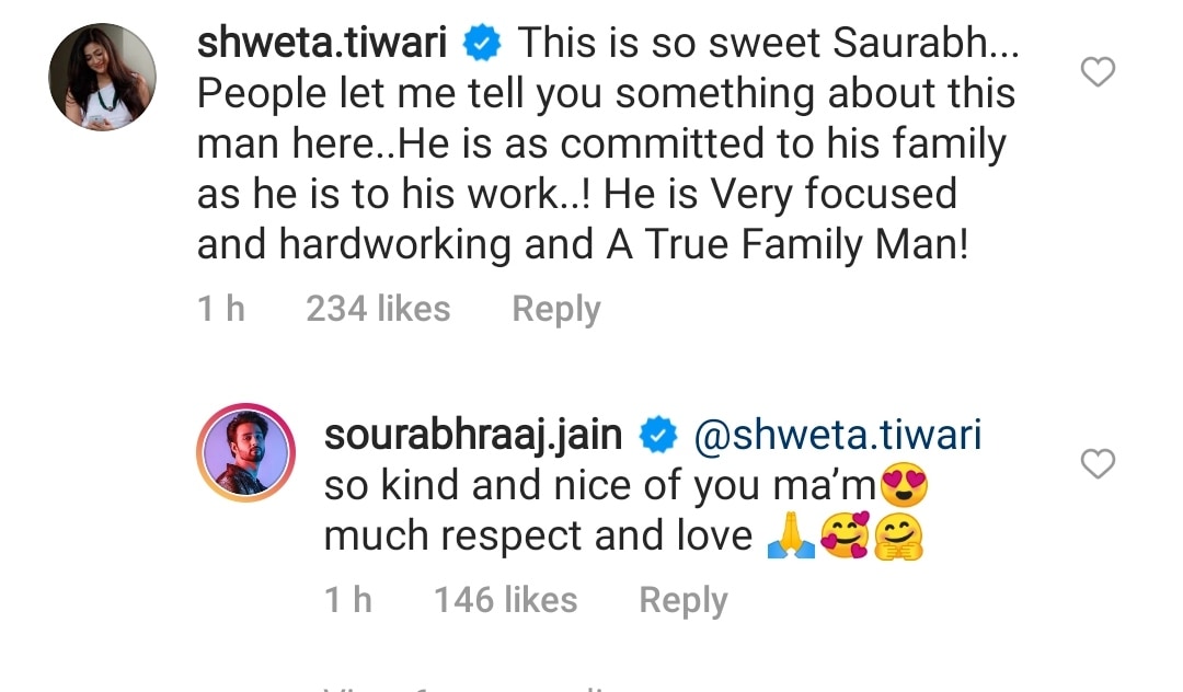 Shweta Tiwari dan Sarabeh Raj Jain mengomentari postingan tersebut.