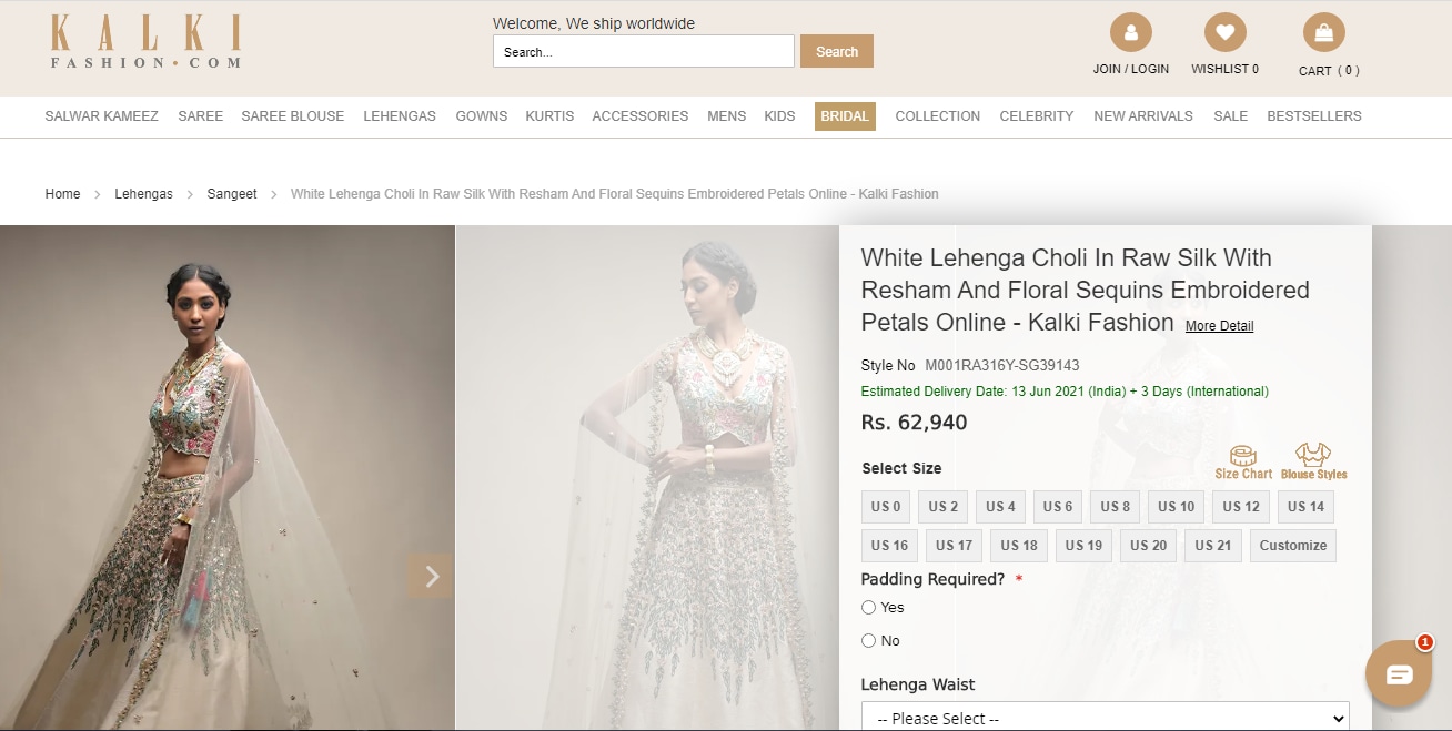 Hina’s lehenga choli from fashion label, Kalki(kalkifashion.com)