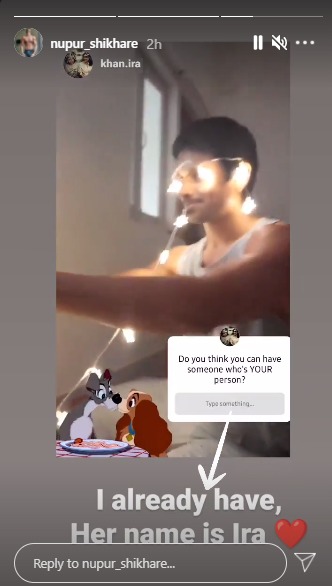 Reacting to the query, Nupur shared the clip on his Instagram Stories.