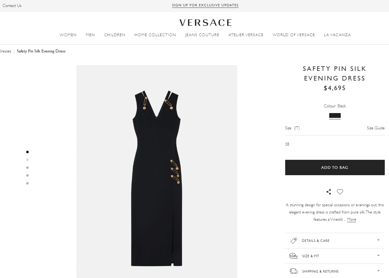 versace safety pin dress price in rupees