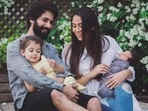 Shahid Kapoor and wife Mira Rajput with their kids Misha and Zain. Shahid Kapoor and wife Mira Rajput with their kids Misha and Zain.