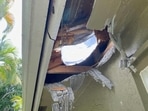 A picture shared in the post showing the hole in the roof. A picture shared in the post showing the hole in the roof.
