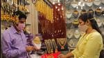 File photo: A shopkeeper showing ornaments to a costumer at a shop in Tulshibaug Market in Pune, India, on Tuesday, March 02, 2021. (Photo by Ravindra Joshi/HT PHOTO) (Ravindra Joshi/HT Photo) File photo: A shopkeeper showing ornaments to a costumer at a shop in Tulshibaug Market in Pune, India, on Tuesday, March 02, 2021. (Photo by Ravindra Joshi/HT PHOTO) (Ravindra Joshi/HT Photo)