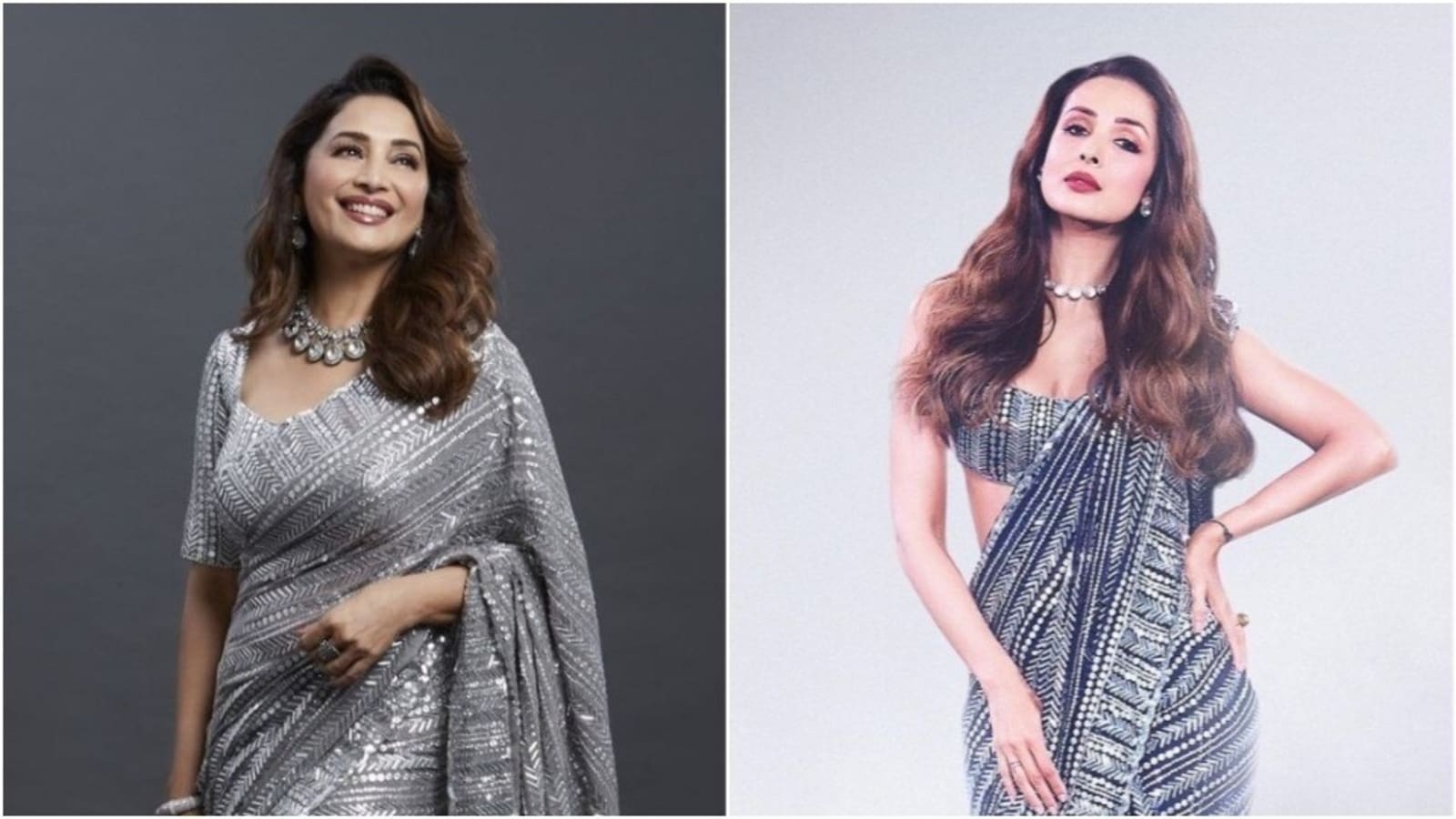 When Madhuri Dixit and Malaika Arora wore similar saree and gave us two different looks