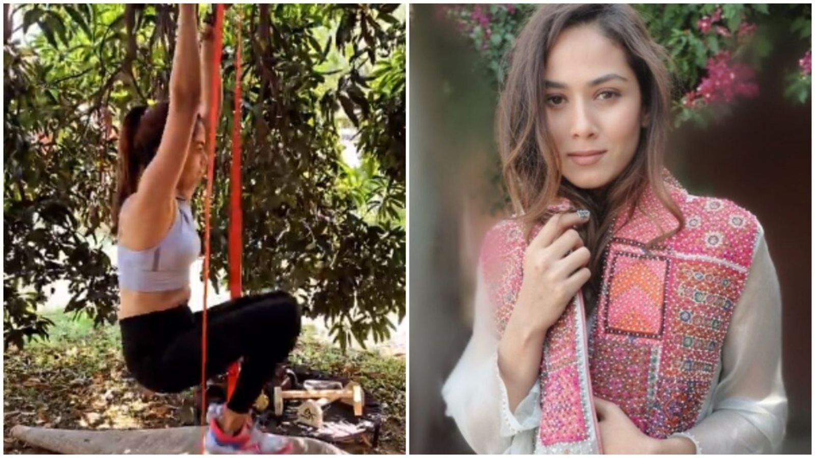 Mira Rajput Exercises Outdoors Using Resistance Bands On Mango Tree No Excuses No Equipment Bollywood Hindustan Times